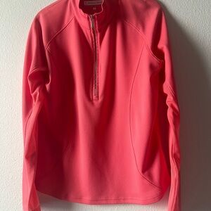 Pebble Beach Women’s Pink Half-Zip Top with Stand-Up Collar, Size L,
